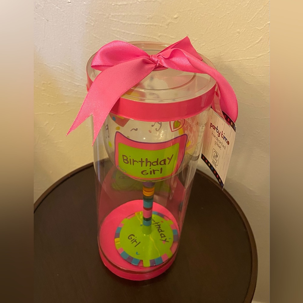 BIRTHDAY GIRL Hand Painted Goblet/Wine Glass